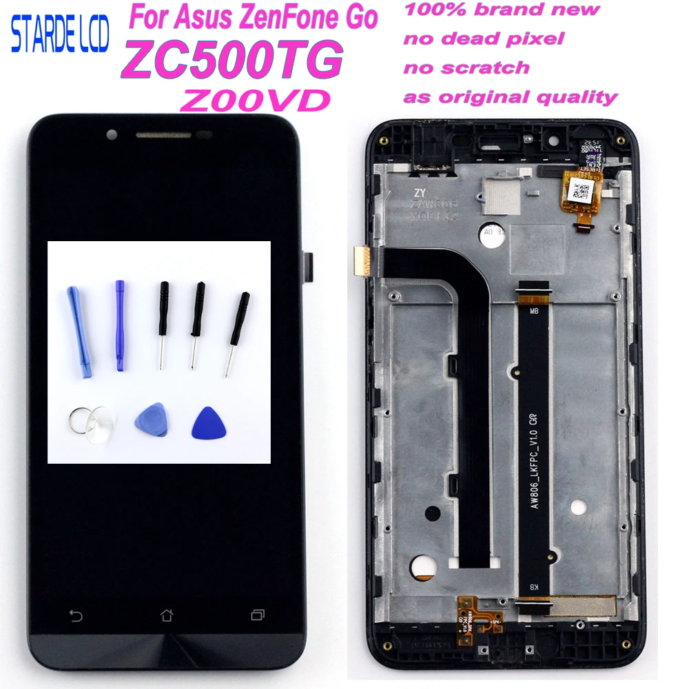 

Starde LCD For Asus ZenFone Go ZC500TG Z00VD LCD Display Touch Screen Digitizer Assembly with Frame +Tools