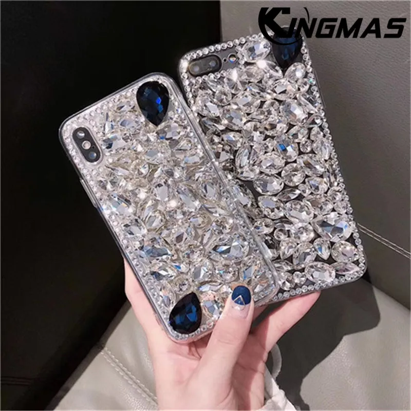 

KINGMAS Jewelled Diamond phone case for iPhone 6 6S 7 8 plus flashing case for iPhone X XS XR MAX soft phone case