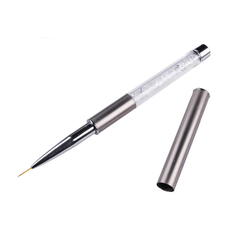 

1PC Fine Professional 10mm Nail Gel Brush Liner Pens Metal+Acrylic Handle Polish Painting Drawing Kolinsky Nail Art Brushes Thin