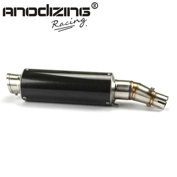 

Motorcycle E-MARK Slip-On Middle Pipe Link Carbon Exhaust Muffler Slip-On for Kawasaki Z250 Ninja 300 2013-2017 Ninja 250R 08-12