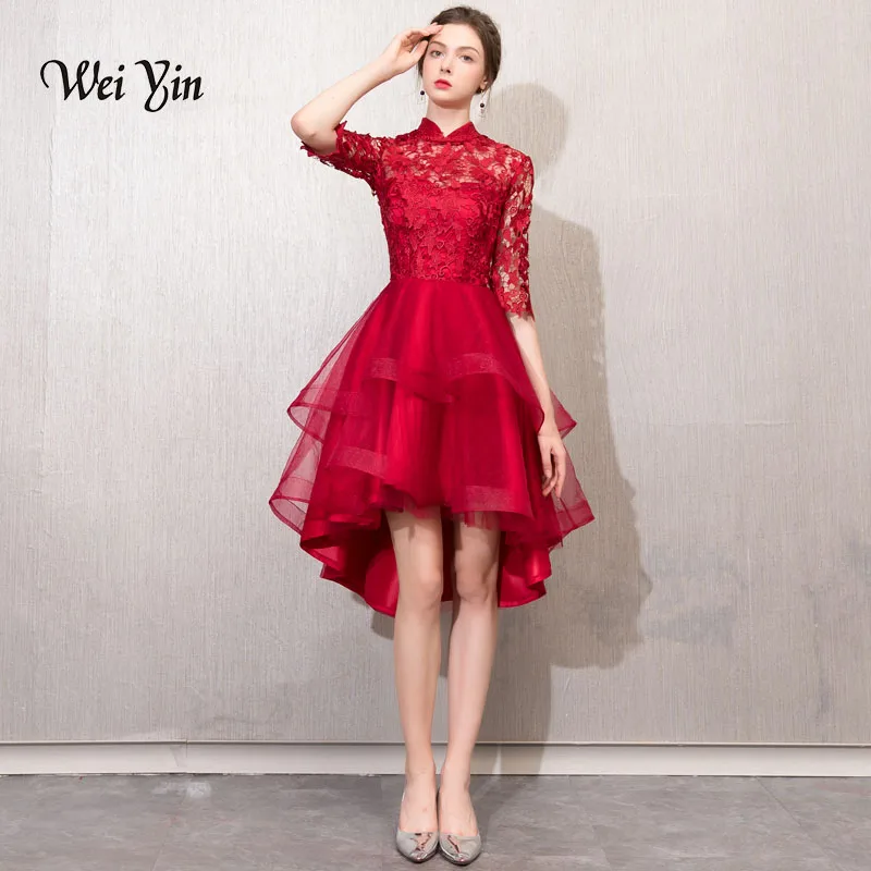

weiyin Cocktail Dresses Simple A-Line lace Elegant Summer Women 2019 Short Vestidos High Neck Sexy Women Cocktail Dresses WY785