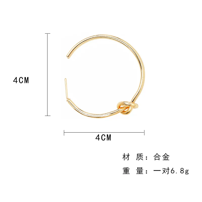 Открытие металлический завязанный круг Панк Золотой Серебряный Простой пирсинг кольцо серьги для женщин