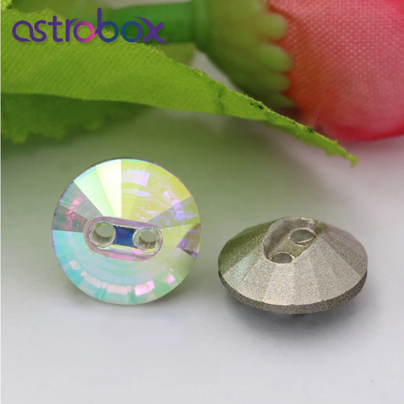 Hot 40 Pcs/Set Glass Buttons Unique Color Round 2 Holes Sewing