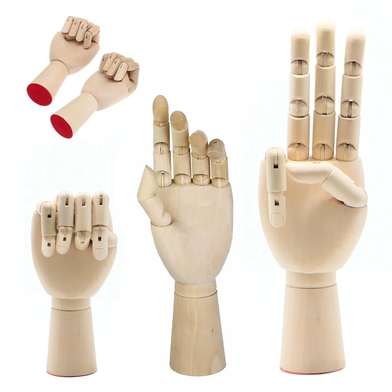 New 1Pc Right Left Hand Wooden Model Sketching Drawing