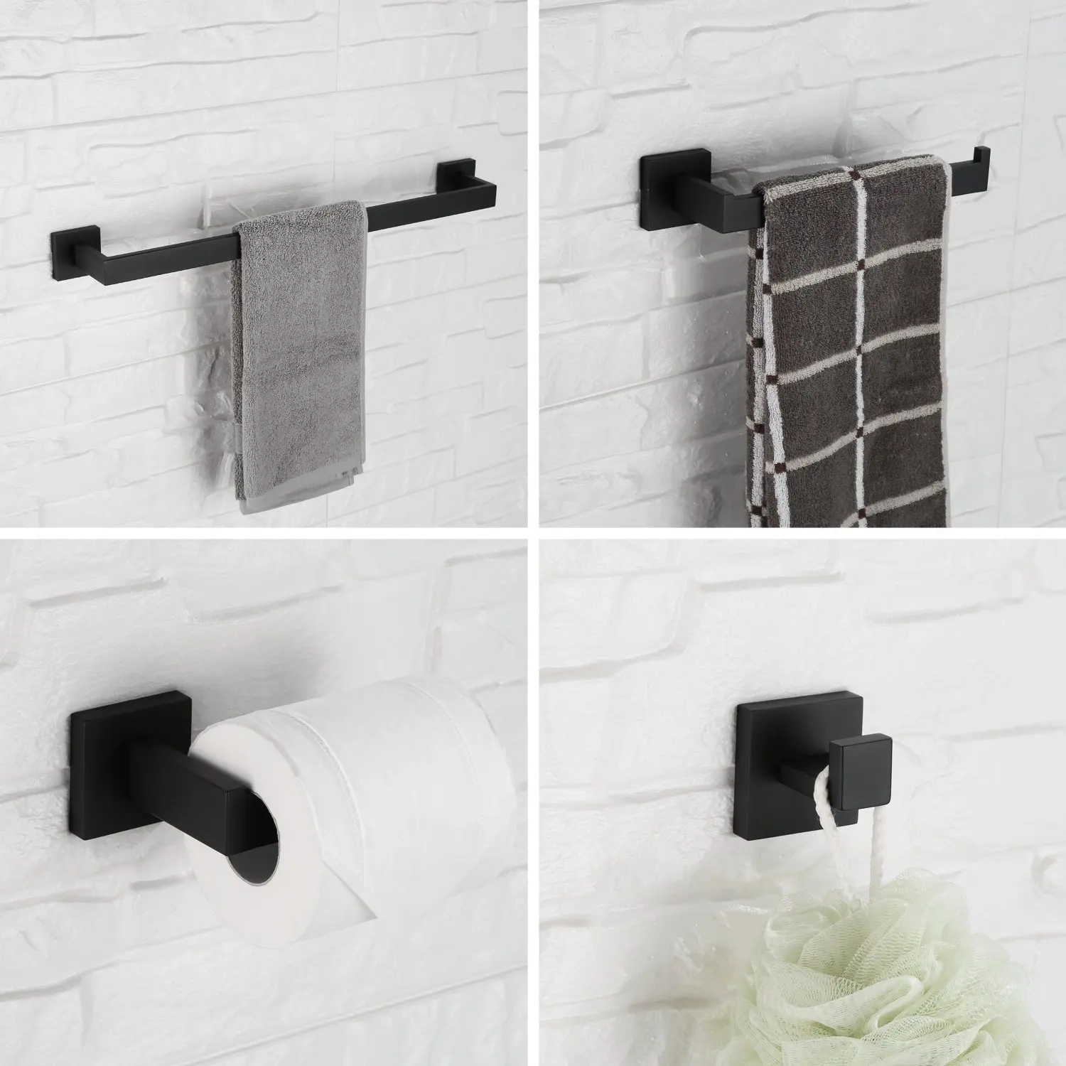 

Bathroom Hardware Set Stainless Steel Towel Holder Wall Mounted Bath Accessories Towel Bar Ring Hanger Robe Hook Paper Holder
