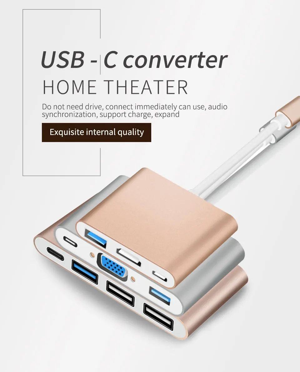  Type C to HDMI Cables USB 3.0 HDMI VGA Adapter  4K Thunder bolt 3 for New Macbook  Huawei  P20 Pro P20 Xiaomi USB HDMI (1)