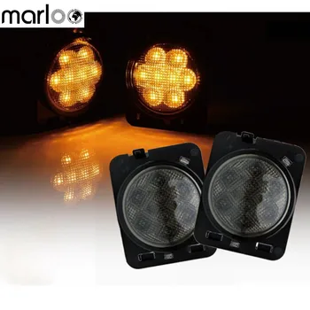 

Marloo LED Side Maker Lights for Jeep Wrangler JK Amber Front Fender Flares Parking Turn Lamp Bulb Indicator Lens