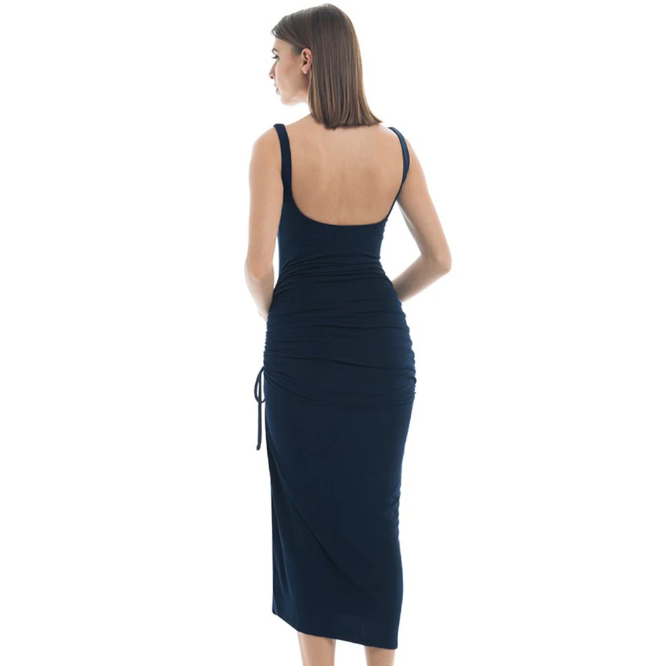 DressBird женское летнее облегающее Бандажное платье сексуальные платья с разрезом