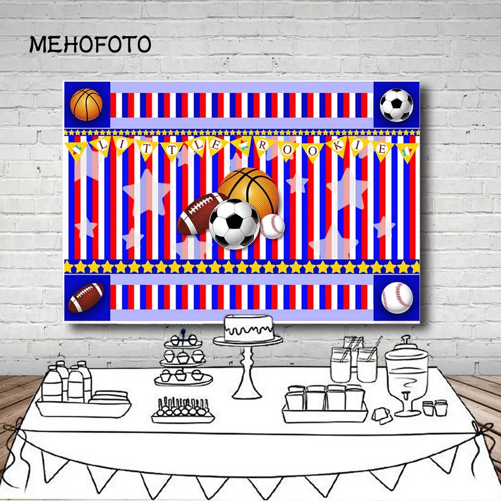 

Vinyl Photography Background Birthday Party Sport Theme Basketball Football Boy Dessert Table Kids Backdrop Photo Studio