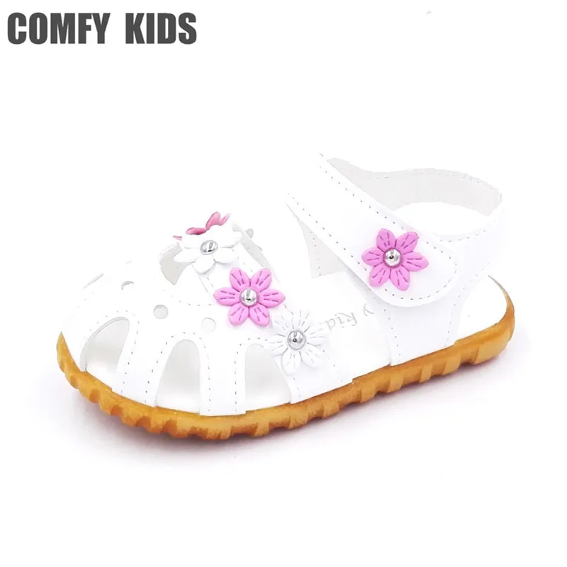 

Comfy kids 2018 summer child girls sandals shoes size 21-25 flat with flower soft bottom baby girls sandals shoes for girls