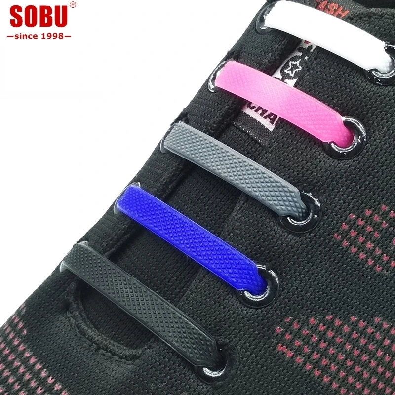 16pcs/lot Elastic Silicone Shoelaces For Shoes Special Shoelace No Tie