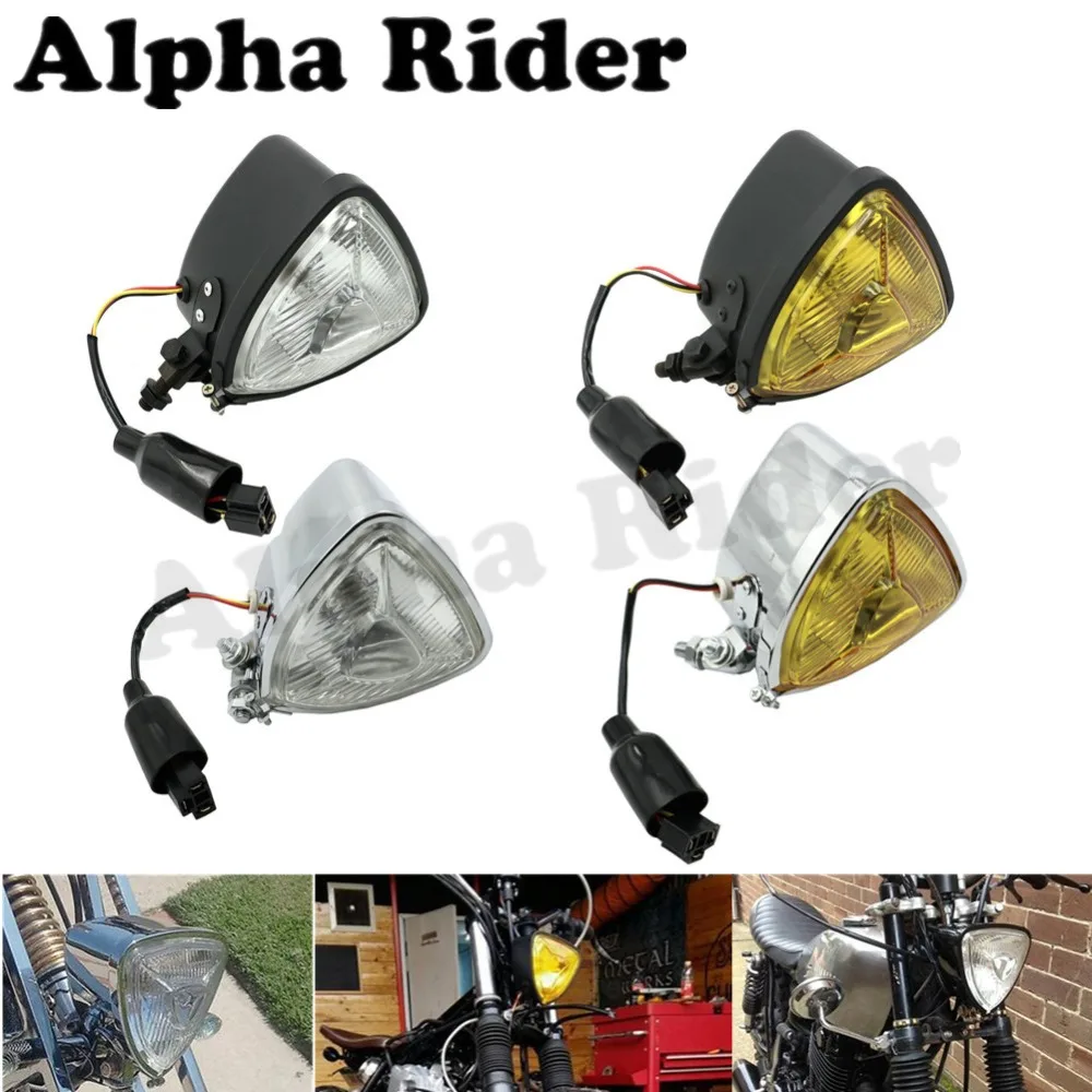 H4 Vintage H/L Beam Motorcycle Triangle Headlight Front Lamp for Harley
