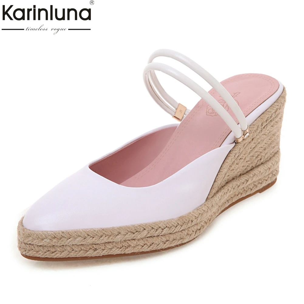 

Concise Two Styles Sandals Mules Wedges Shoes High Heels Woman Platform Pumps Shoes Woman Plus Size 32-44 Woman Shoes Woman