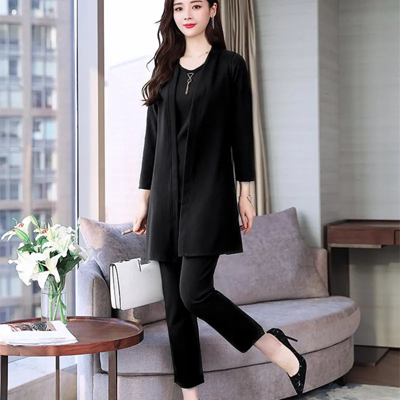 

Plus Size Spring Office Lady 3 Piece Set Top And Pants Office Lady Loose Tracksuit Casual Women Suit Tracksuit