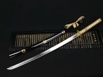 

Handmade Japanese Samurai Sword Katana Carbon Steel Blade Full Tang Carve W/ Wolf