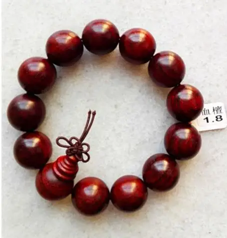 

free shipping 18MMx13 Beads Men's Nice Smooth Round Natural XueTan Wood Beads Bracelet