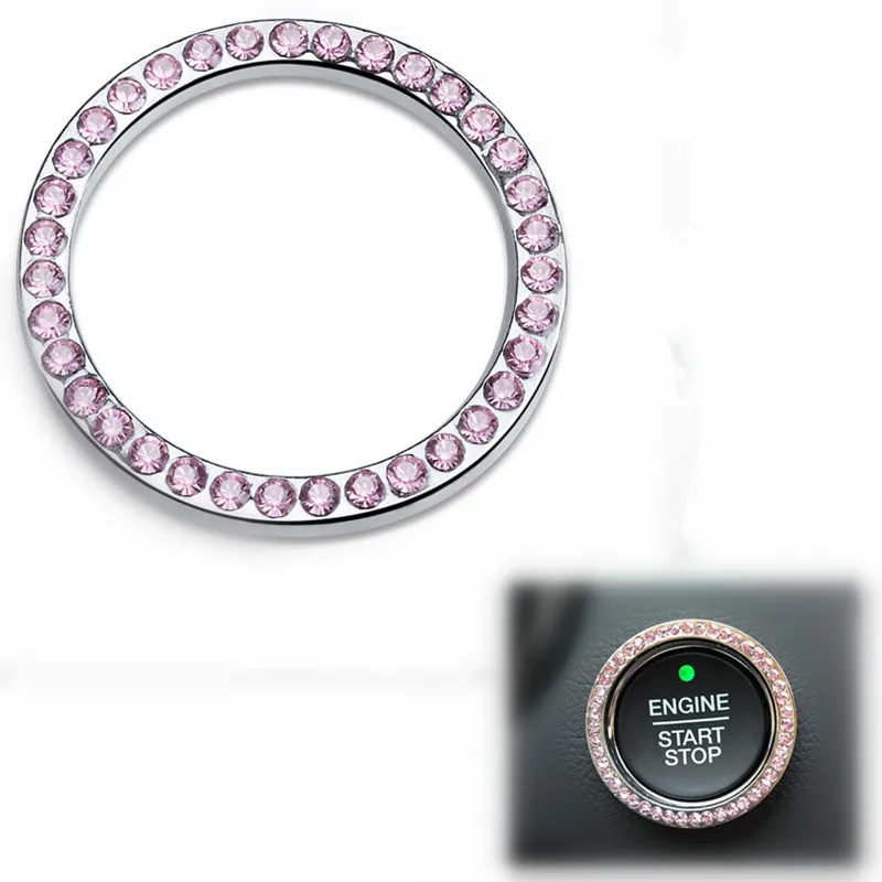 Crystal Rhinestone Car Bling Sticker Ring Emblem Auto Start Engine