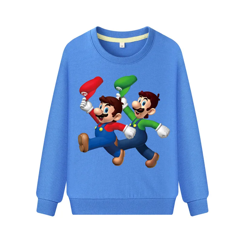 Child Pink Hoodies Boys Girls Spring Autumn Sports Sweatshirts Kids Cartoon Mario Hoodies Costume Baby 100%Cotton Hoodie WK118 (2)