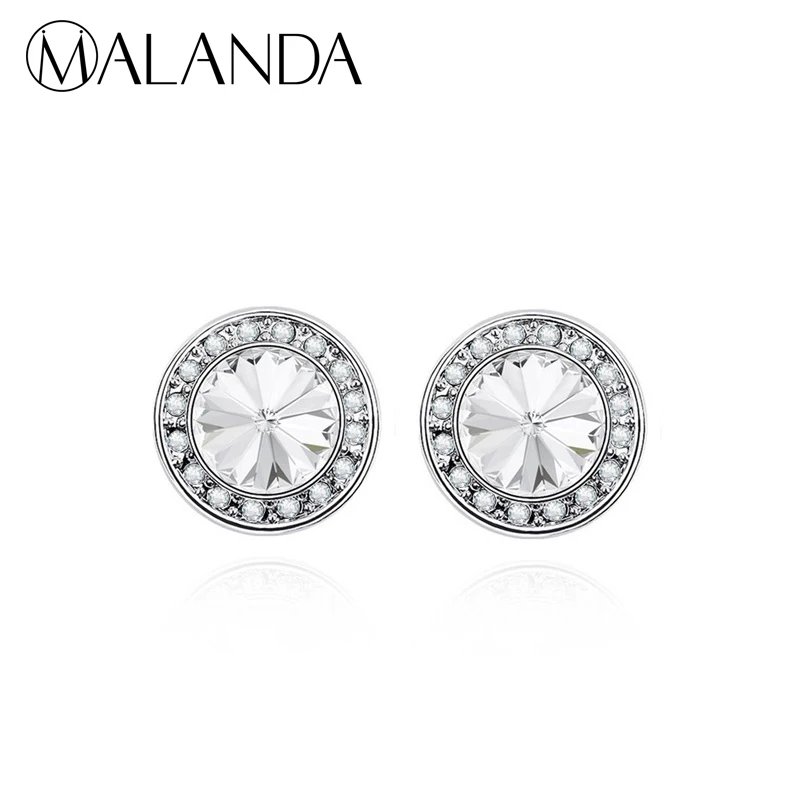 MALANDA Brand Round Crystal From Swarovski Stud Earrings For Women 2018