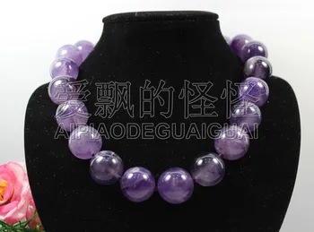 

N090520 18'' White 20mm Natural Light Purple Crystal Necklace