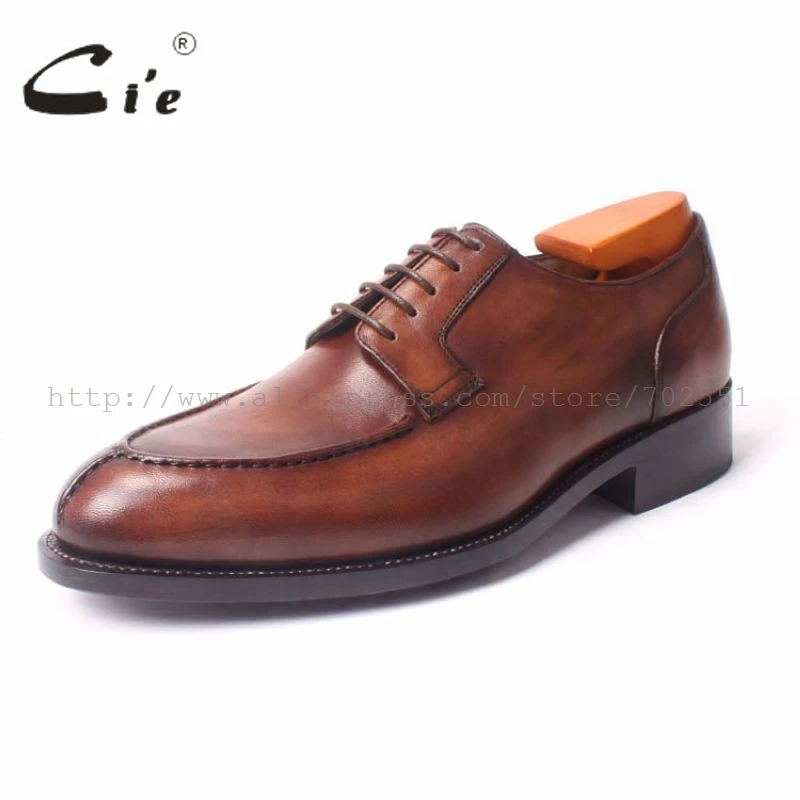 Cie/Широкая обувь на шнуровке с круглым носком; мужская кожаная обувь в стиле Дерби ручной работы; дышащая обувь Goodyear; коричневые туфли; № D101