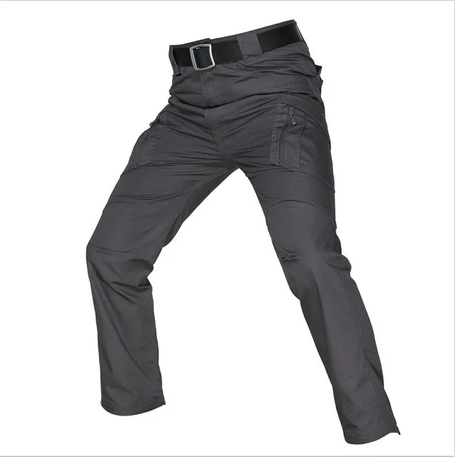 Военный стиль, брюки карго, мужские армейские тактические брюки IX9, армейские брюки, повседневные рабочие брюки, спецназ, Тонкие штаны с карманами размера плюс 5XL - Цвет: Dark Gray