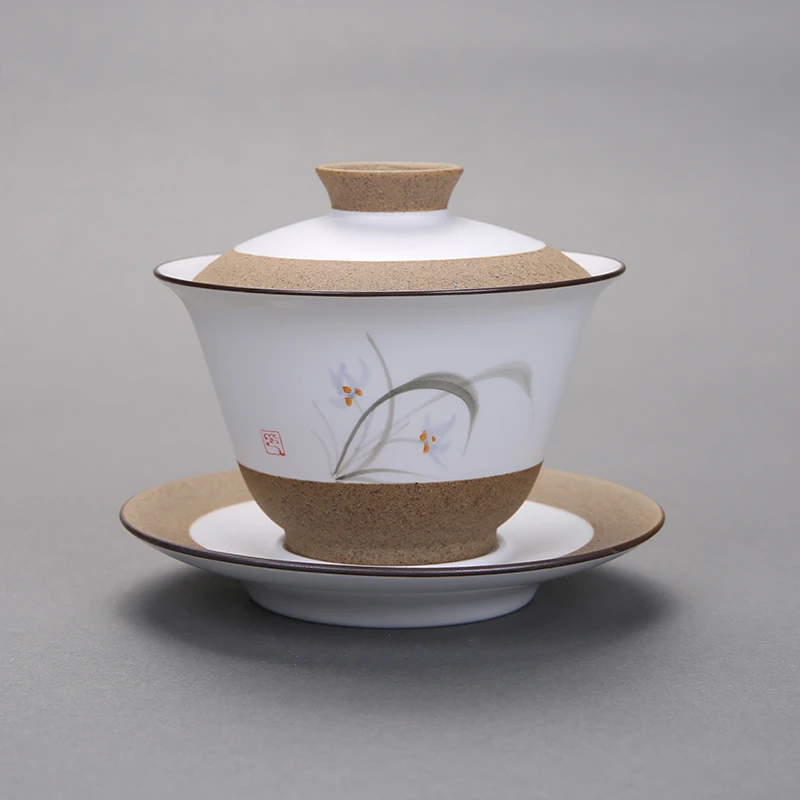 170 ml Цзиндэчжэнь Gaiwan расписанный вручную керамический Чай миска с крышкой набор