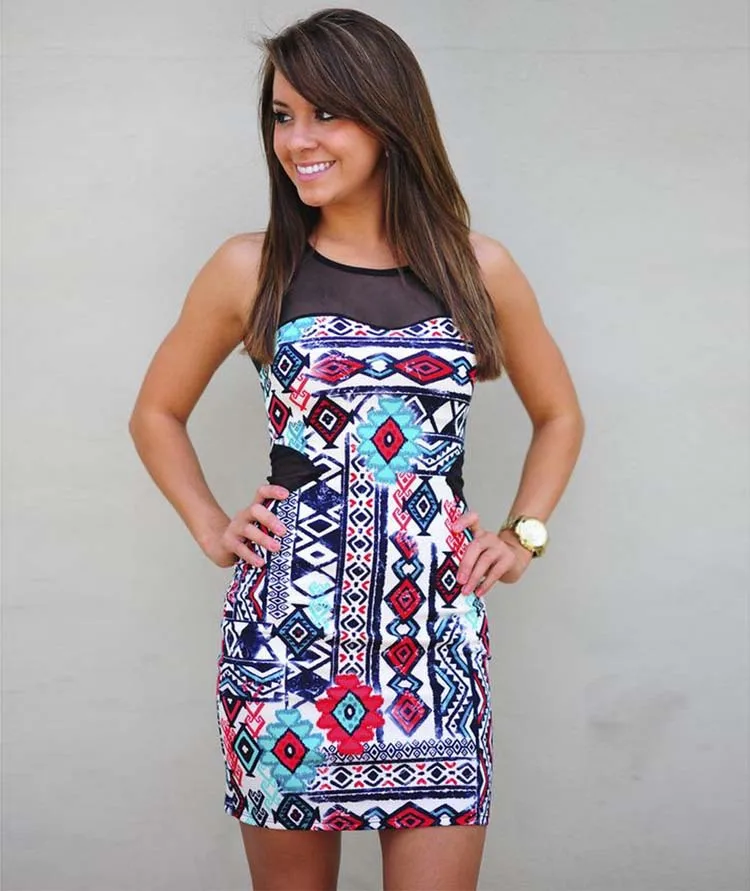 GLAMOROUS Aztec Print Sleeveless Pencil Dress by koovs.com ... GLAMOROUS Aztec Print Sleeveless Pencil Dress by koovs.com ...