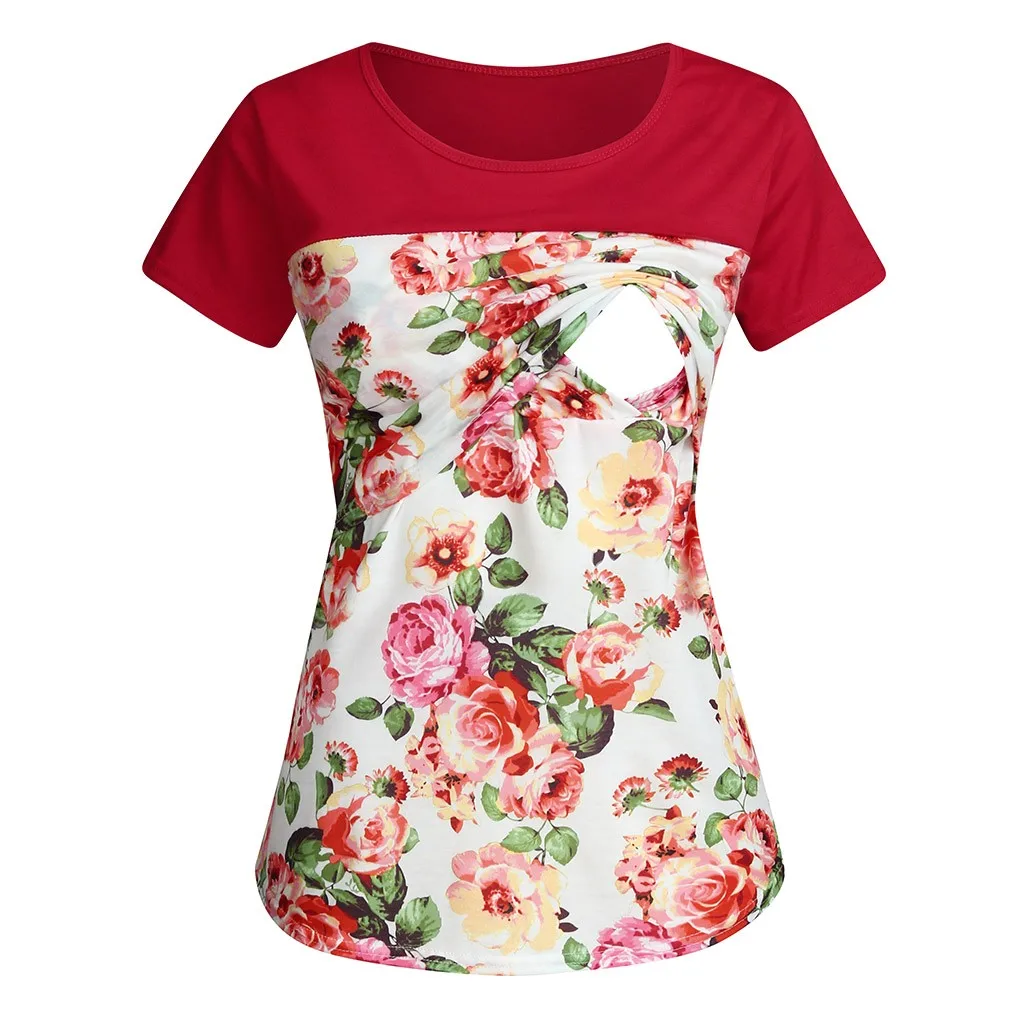 SAGACE одежда для кормления блузка XXl цветочный принт футболка грудное вскармливание одежда для беременных женские топы летняя одежда - Цвет: Белый