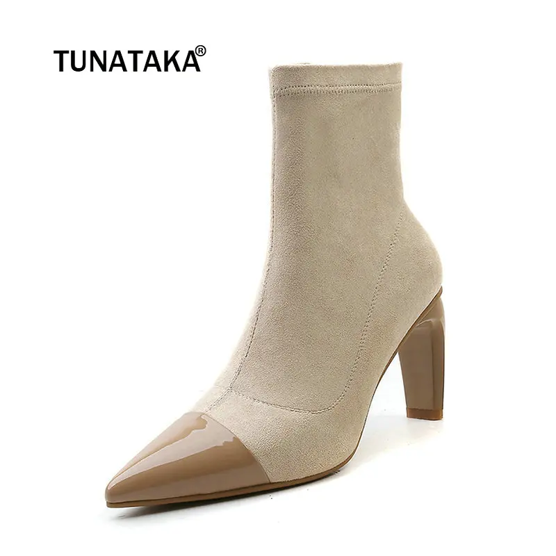 Female Genuine Leather Square High Heel Ankle Boots Fashion Zipper Pointed Toe Women Fall Winter Bootie Black Apricot цена Female Genuine Leather Square High Heel Ankle Boots Fashion Zipper Pointed Toe Women Fall Winter Bootie Black Apricot цены онлайн