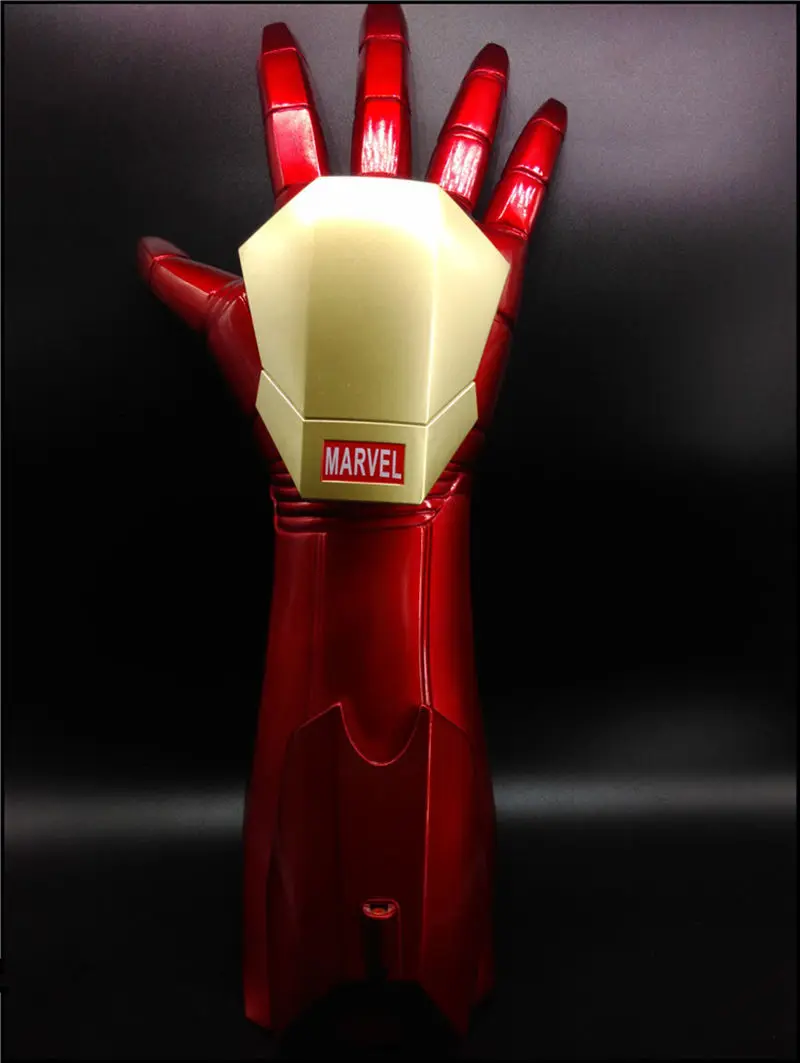 [Забавный] 1:1 весы Железный человек светодиодный светильник перчатки рука фигурка модель игрушки инфракрасная эмиссионная перчатка косплей костюм вечерние детские подарки
