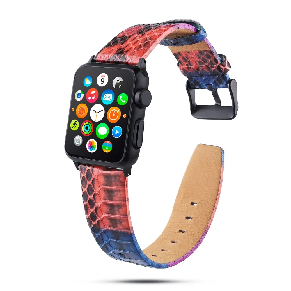 Ремешки из змеиной кожи для Apple Watch 4, 3, 2, 1, кожаный ремешок для Apple Watch 42 мм, 44 мм, 38 мм, 40 мм, для iWatch, ремешок 42 мм, 44 мм