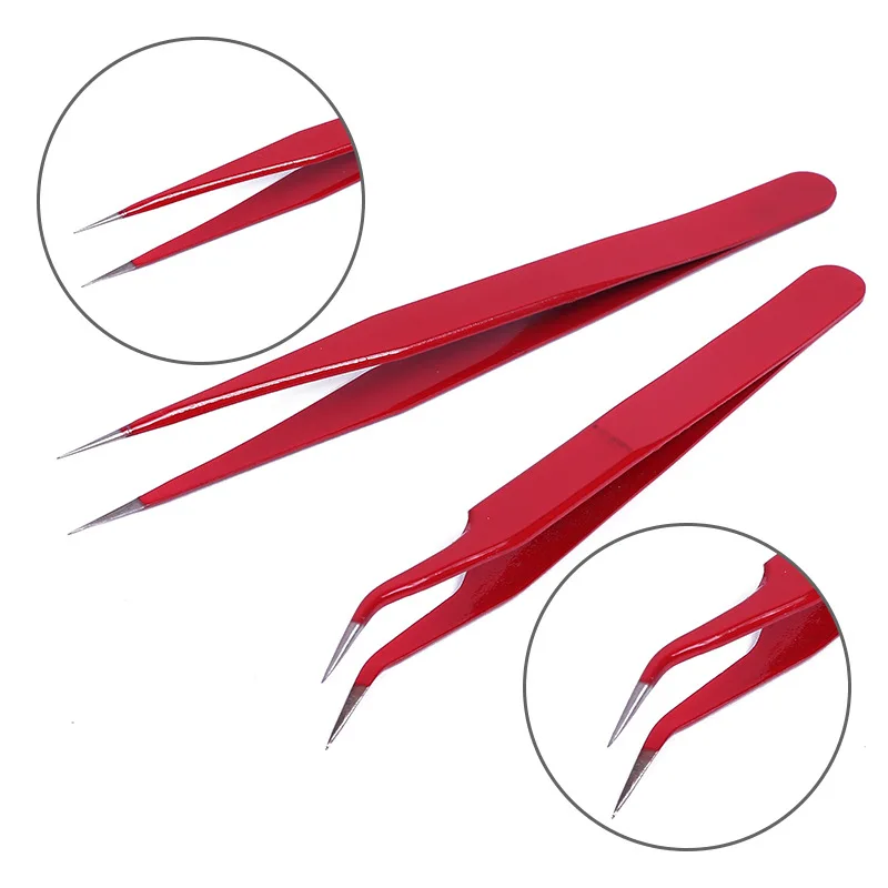 

2PCS Stainless Steel Tweezer Antistatic Tweezers EyeBrow Trimmer Eyelash Clip Cosmetic Beauty Makeup Tool 7 Colors Available
