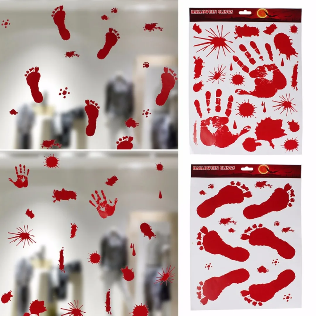 Halloween Scary Bloody Handprint Footprint Window Clings Door Cover Party Decor 2019 Newest | Дом и сад