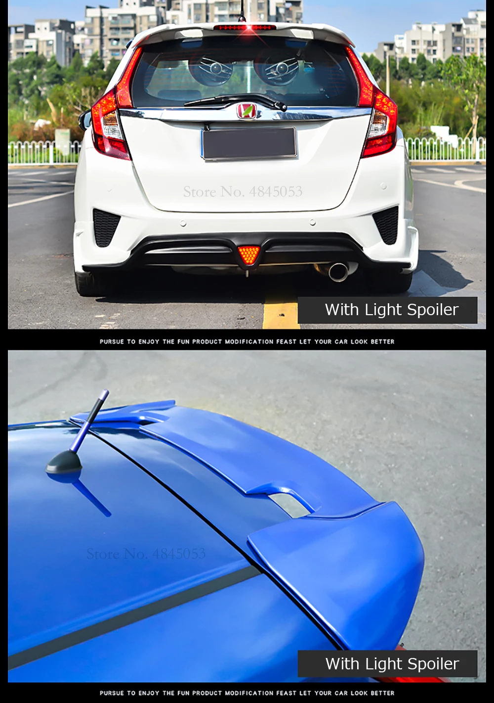 Для Honda GK5 Fit/Jazz со светлым черным спойлером- ABS пластиковый Неокрашенный цвет задний белый спойлер крыло багажника Крышка