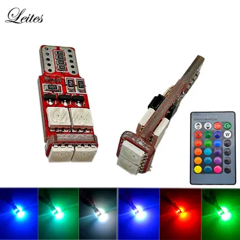 

10sets/20pcs New Design T10 5050 6SMD RGB LED Reading Light With Remote Controller Wedge Light Bulb 194 W5W Color Changing