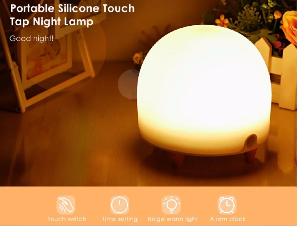 

Portable Silicone Cute Nursery Night Lamp Touch Tap Light With Alarm Function Timer Setting For Bedroom Living Room Night Light