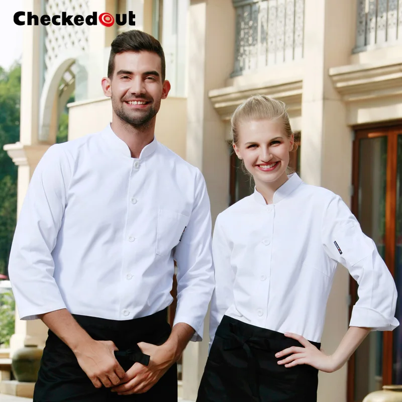 

Top quality Cook clothes long-sleeve chef jacket checkedout cook suit cheapest chef clothes working clothes