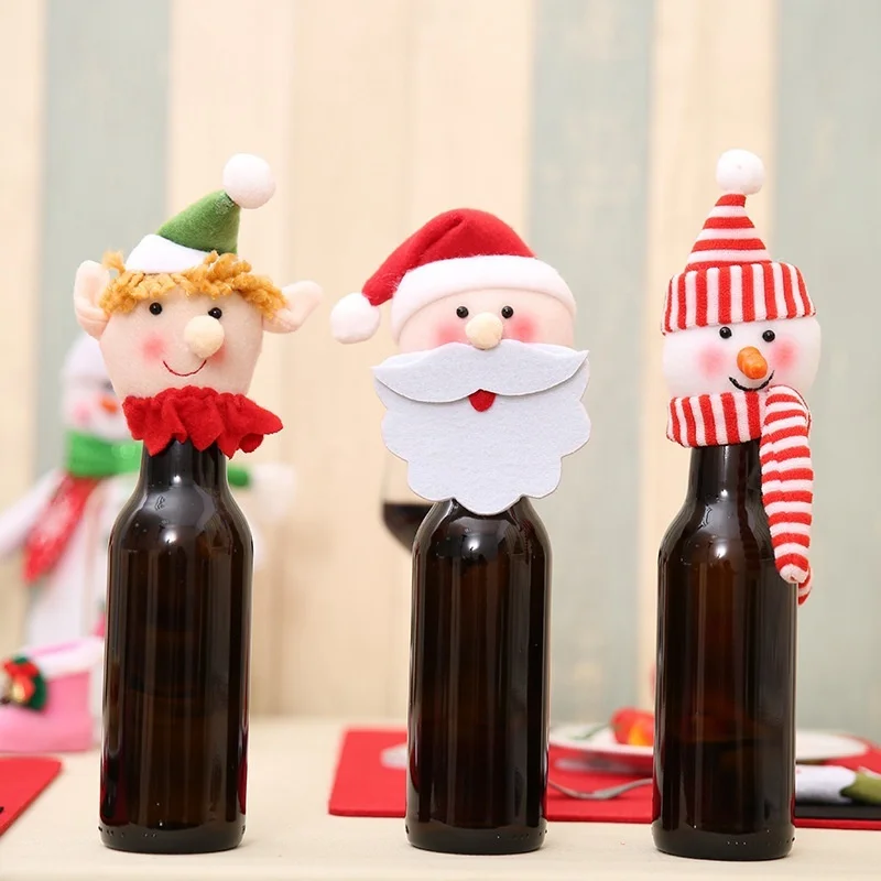 Новинка, рождественские Чехлы для бутылки вина, сумки для дома, вечерние украшения со снеговиком, лосем, Санта Клаусом