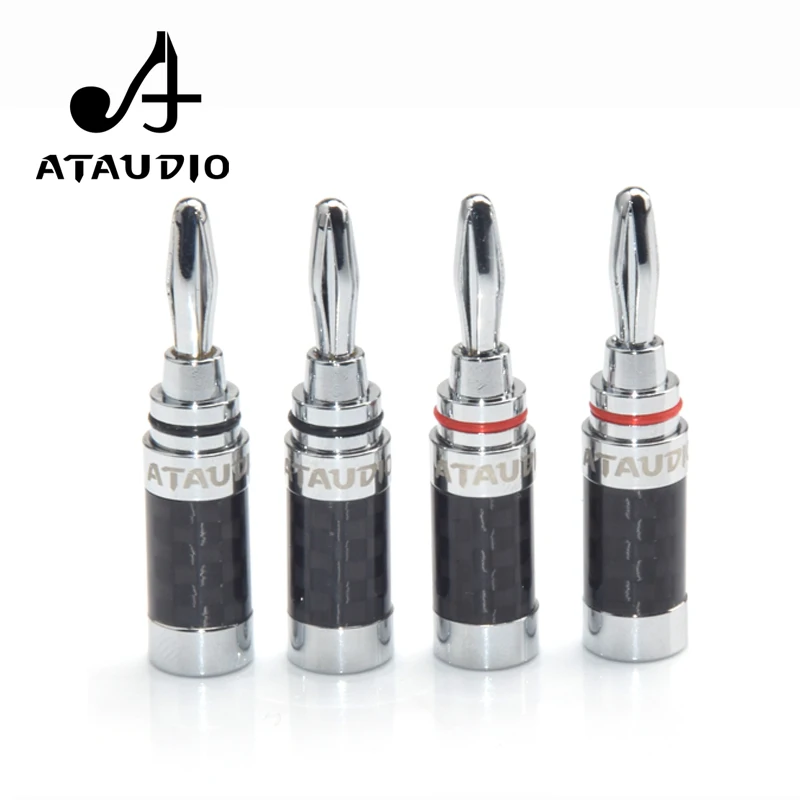 

8 PCS ATAUDIO Hifi Banana Jack High Quality Carbon Fiber Rhodium Plated Speaker Cable Banana Plug