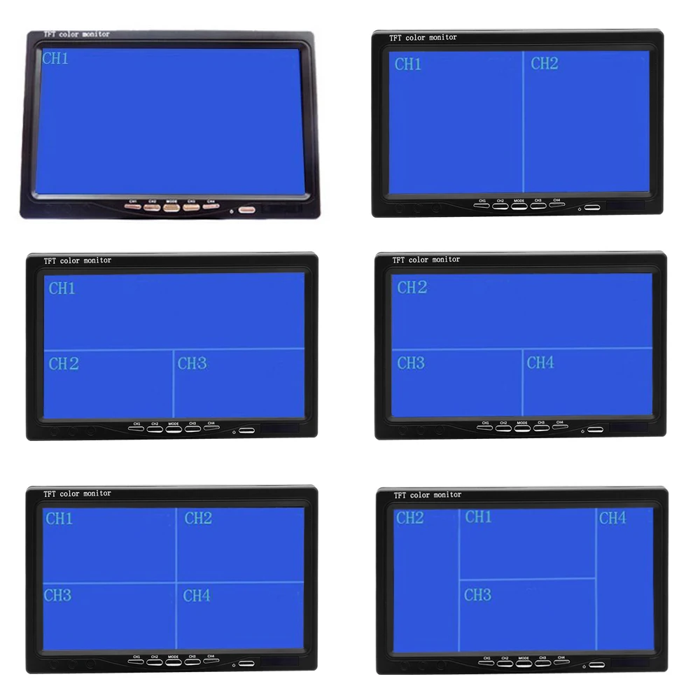 Podofo 7 дюймов сплит-экран Quad Monitor 4CH видео вход лобовое стекло стиль парковка приборная панель для автомобиля заднего вида камера автомобиля-Стайлинг