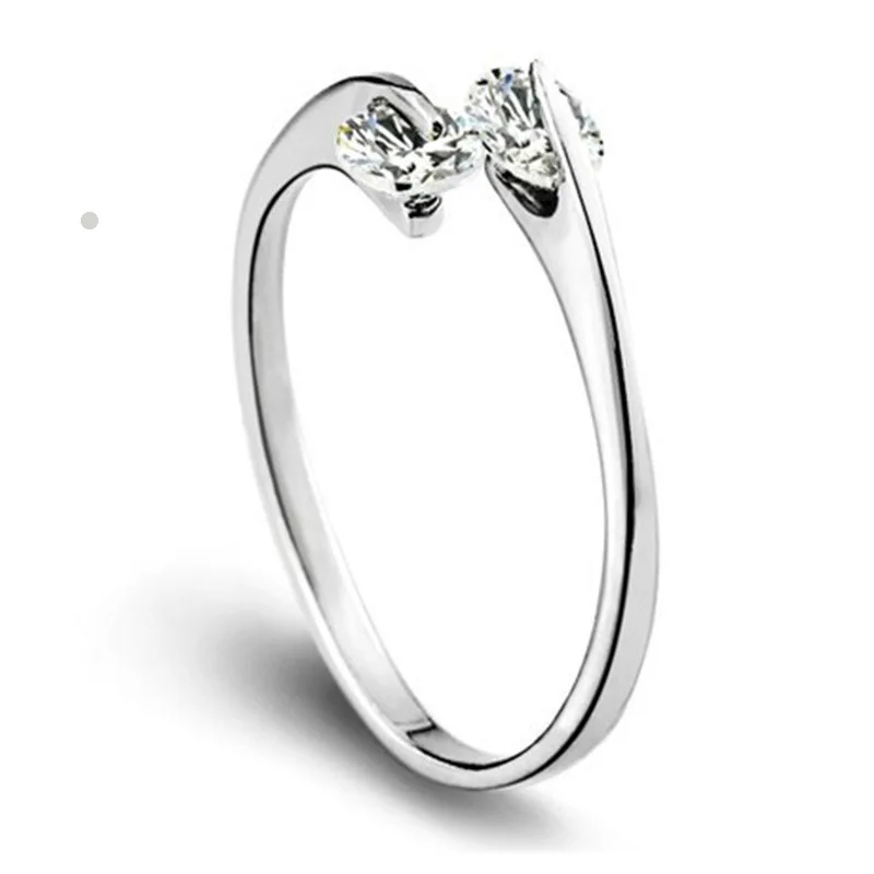 

2018 Fashion Luxury Double Bling Rhinestone Adjustable Finger Ring Opening Ring Women Silver Plated Jewelry Wholesale