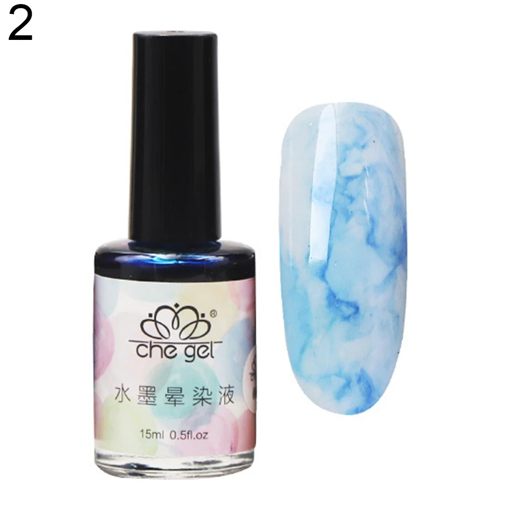 New 15ml Watercolor Ink Nail Polish Blooming Gel Smoke Effect Marble Smudge Liquid