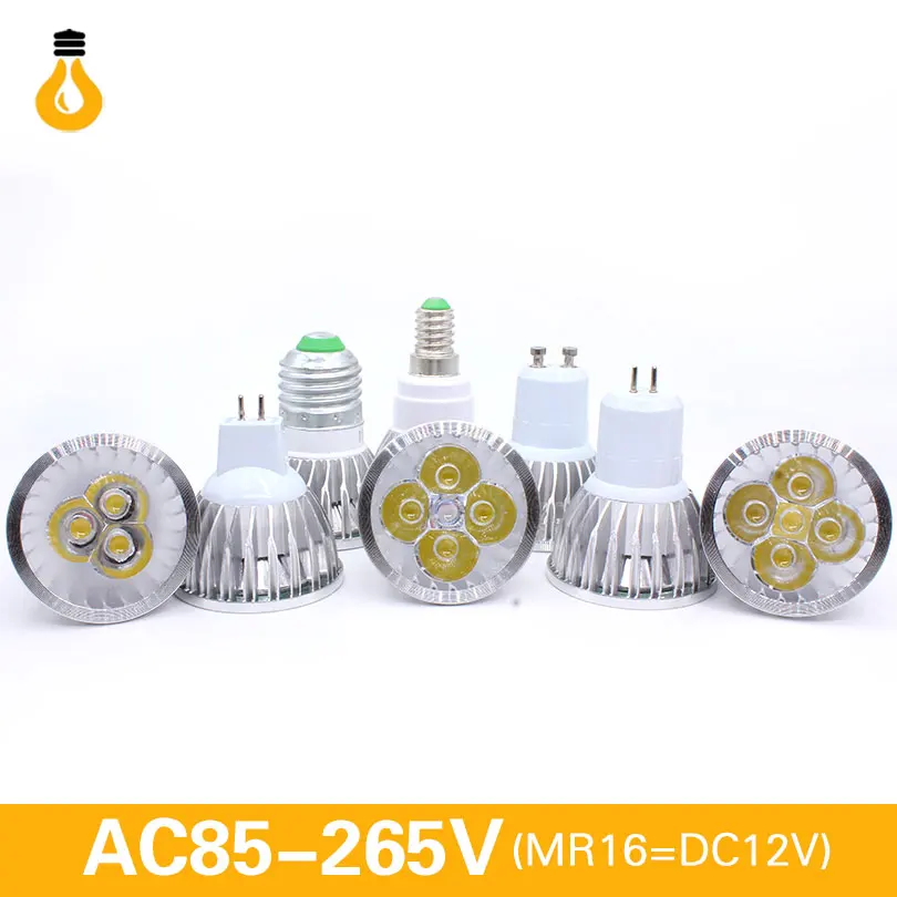 

10PCS led light dimmable led 9w 12W 15W GU10 GU5.3 E14 E27 LED Bulbs Spotlight High Power LED lamp MR16 DC12V Warm/Cold white
