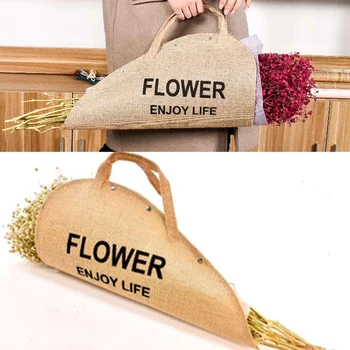 

European Style Flower Portable Bag Natural Jute Material Waterproof Inner Flower Packing Bag Environmental Protection