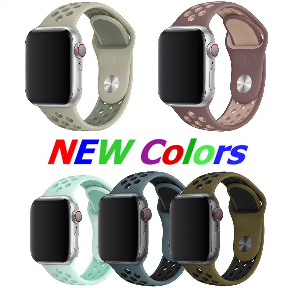 Силиконовый спортивный цветной браслет для Apple Watch 38 мм 42 мм 40 мм 44 мм черный/вольтовый браслет серии 3 и 2 и 1 iwatch 4 Strapseries 5