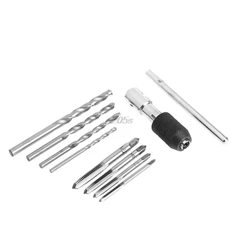 

9pc/Set T Type Tap Reamer HSS Hand Machine Screw Threads Taps With 4pcs Twist Drill bits Right T-handle Wrench T25 Drop ship