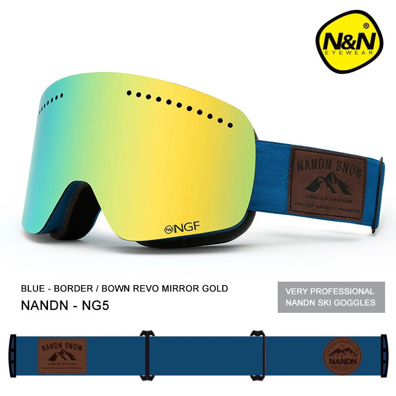 NANDN gafas de esquí doble capas UV400 anti-niebla gran esquí gafas máscara de esquí hombres mujeres nieve snowboard gafas NG5