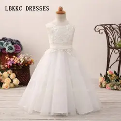 Белые Платья с цветочным узором для девочек, Primera Comunion Decoracion Vestidos De Daminhas De Honra, пышные платья для девочек