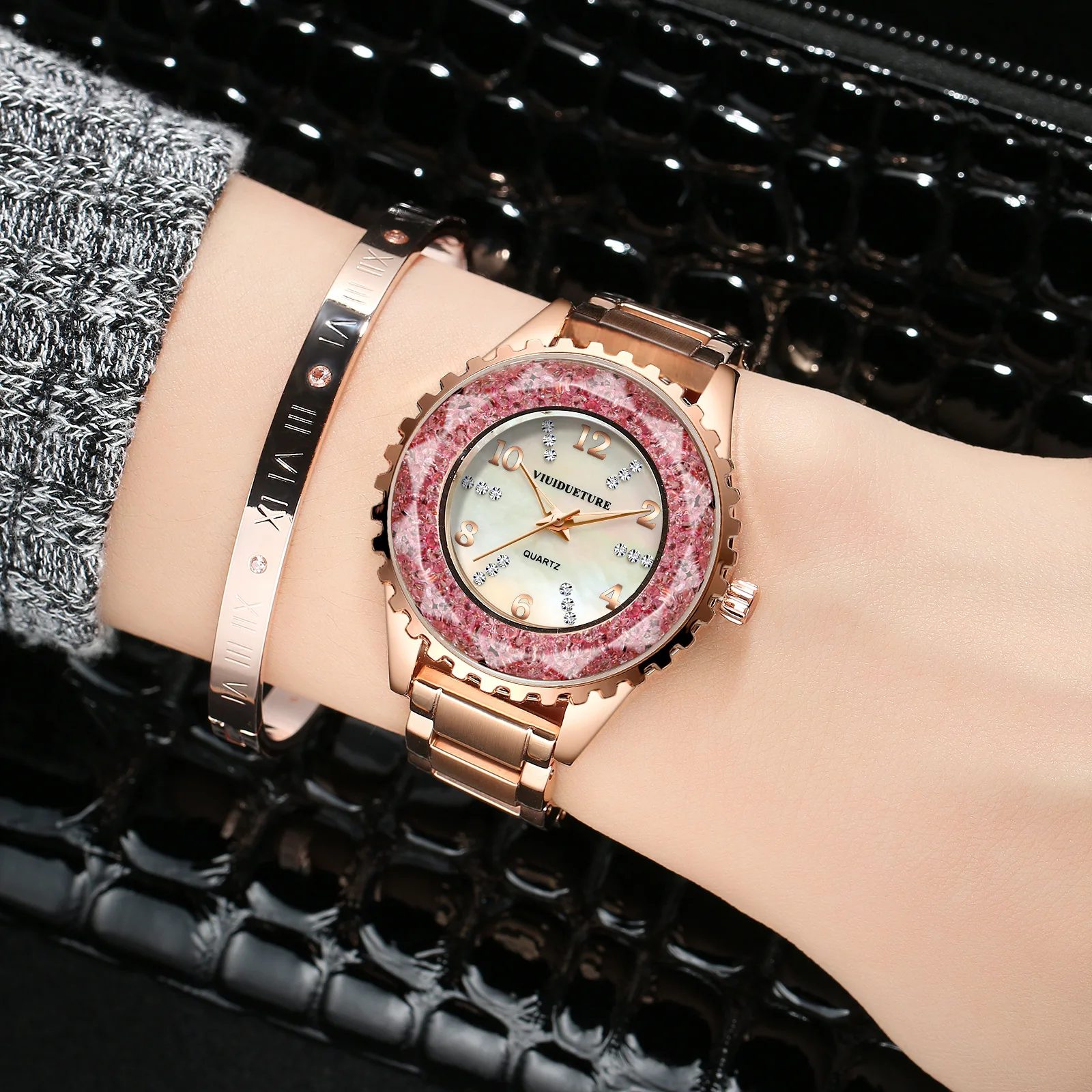 

Women Rhinestone Quartz Watch Steel Band Japan Movement Girls Dress Watch Luxury Gift